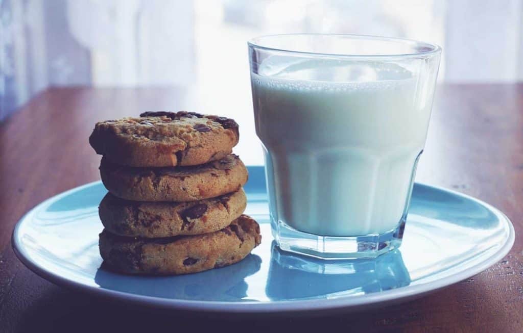 Baked Chocolate Cookies And A Glass Of Milk