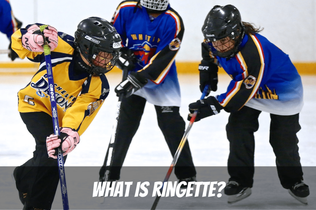 What Is Ringette Three Girls Demonstrate Game In Canada