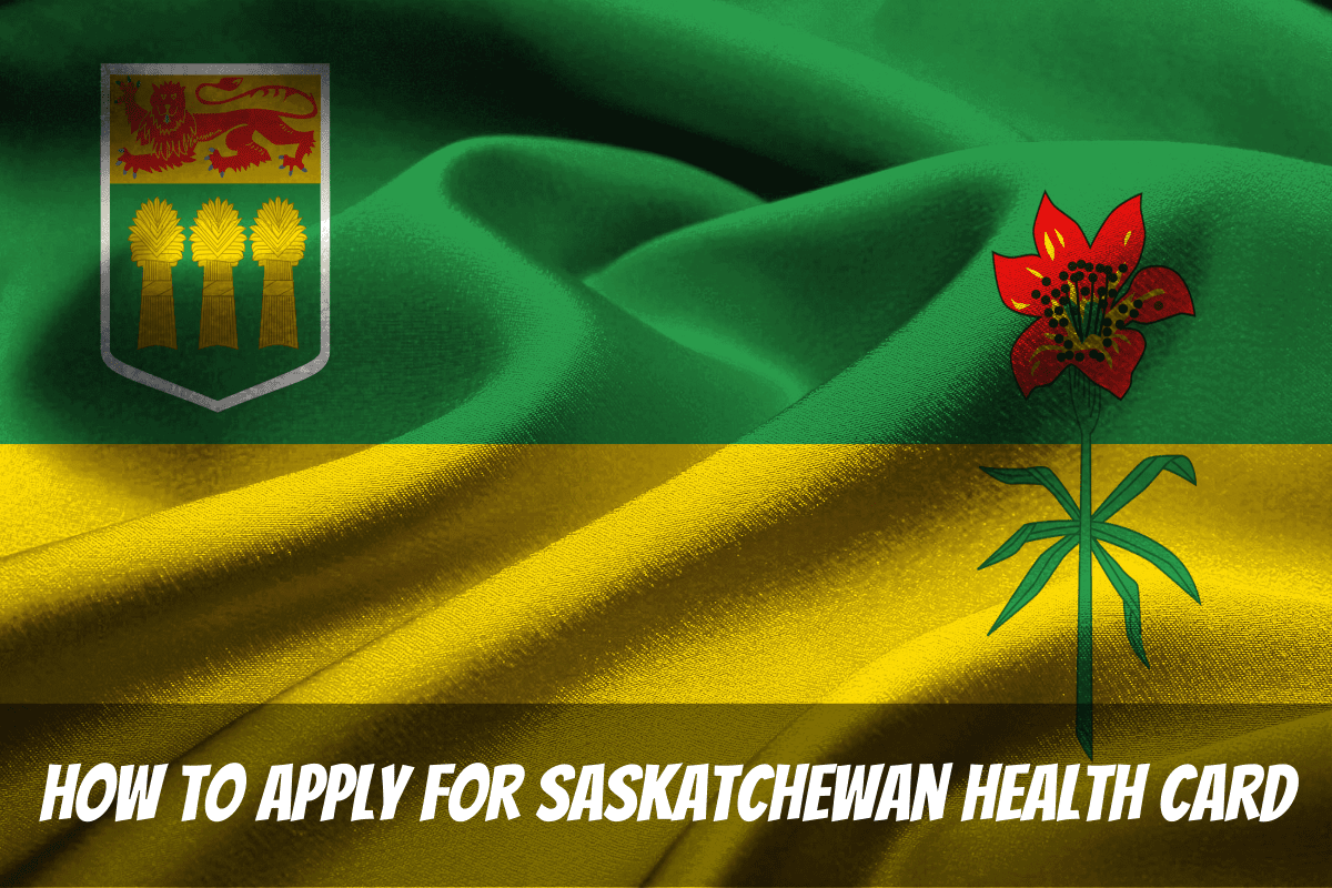 Le drapeau provincial sert de toile de fond pour savoir comment demander une carte de santé de la Saskatchewan au Canada