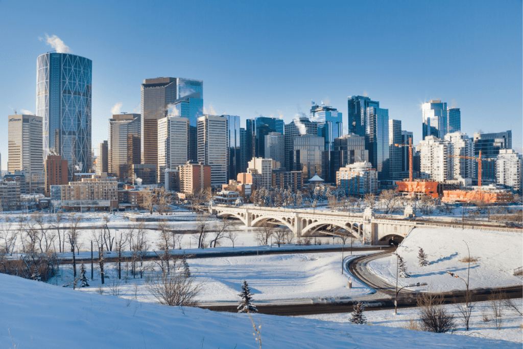 Winter View Across Bow River To Downtown Best Neighbourhoods In Calgary Alberta Canada
