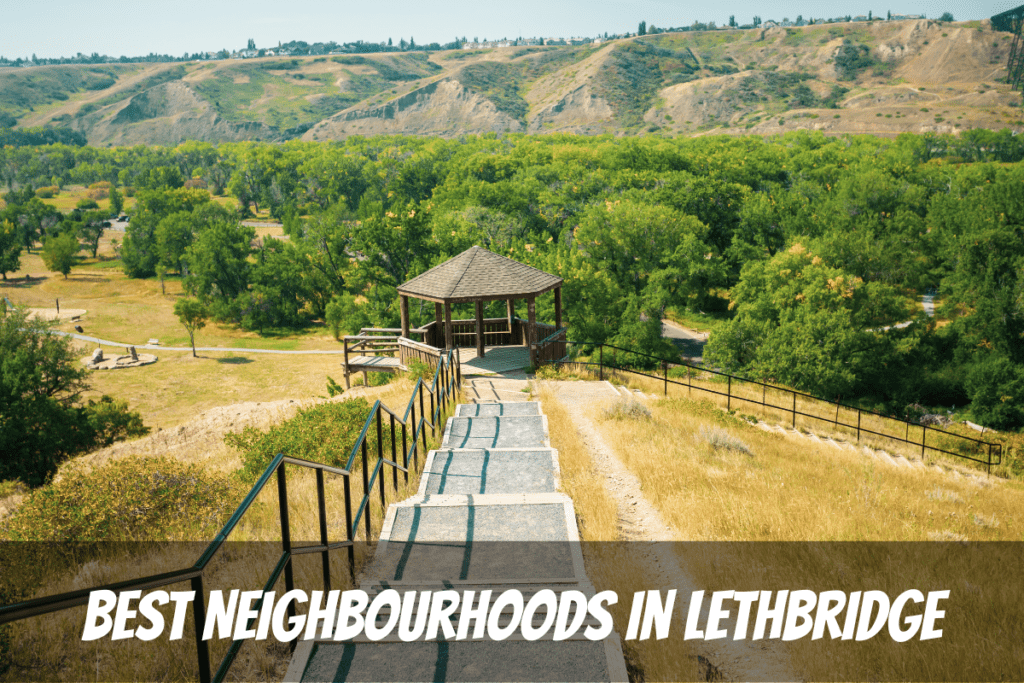 Steps Down To Gazebo By Parkland On Summer Day Best Neighbourhoods In Lethbridge Alberta Canada