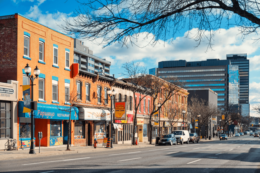 A Colourful Street On A Sunny Winter Day Downtown In One Of The Best Neighbourhoods In Hamilton Ontario Canada