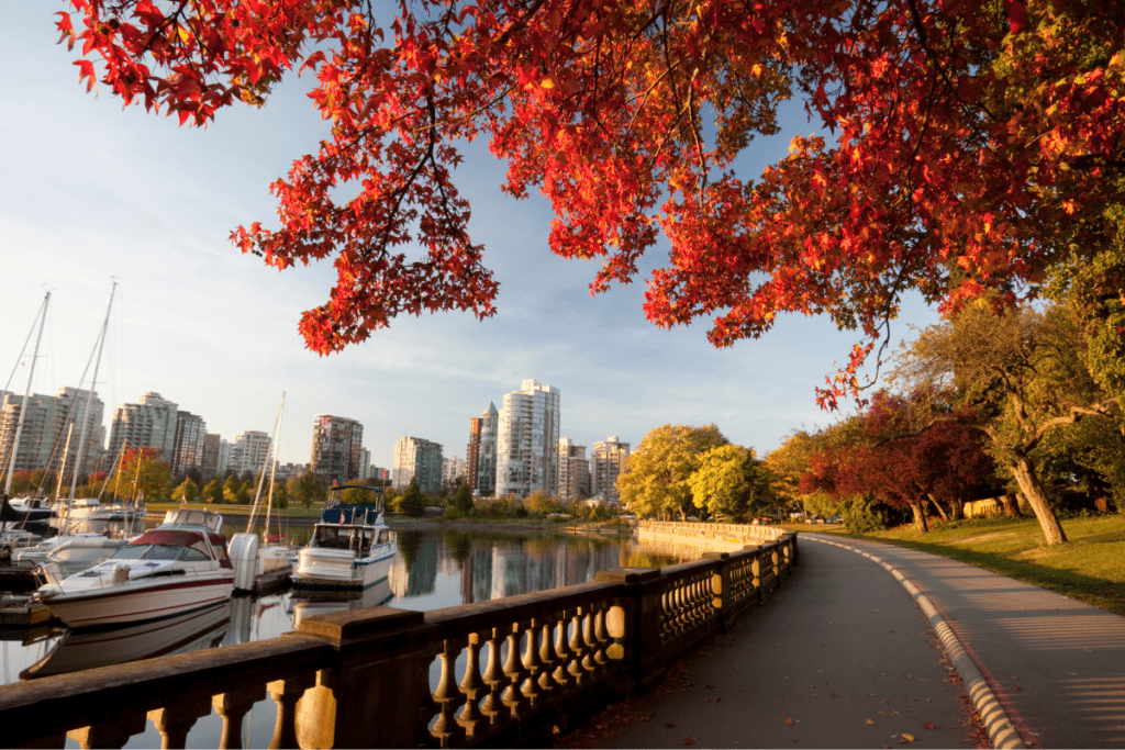 Beautiful Fall View Of Waterfront Park In Vancouver Bc Is One Of The Best Neighbourhoods In Vancouver Bc Canada