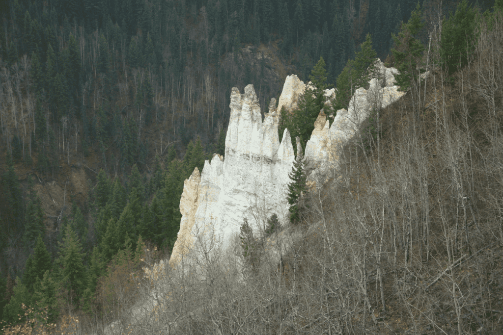 A View Of The White Hoodoos In Tree Covered Mountains Near The Town Of Quesnel As An Example Of The Pros And Cons Of Living In Quesnel Bc Canada