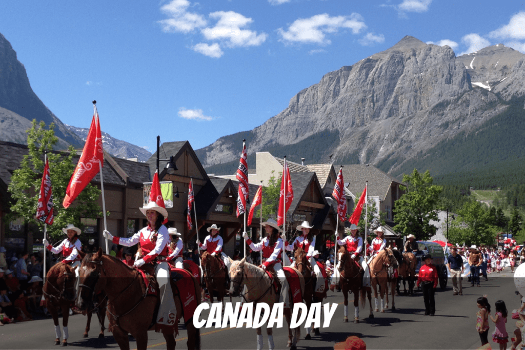 Canada Celebrations In Canmore Alberta Canada, Rcmp On Horseback