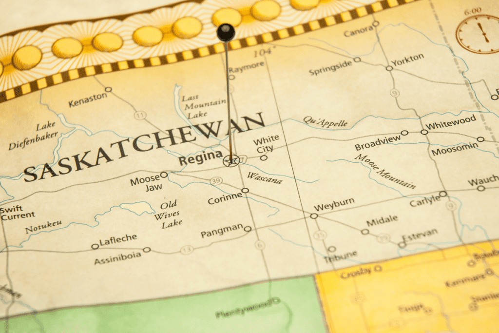 Carte de la ville de Regina Saskatchewan vivant à Regina