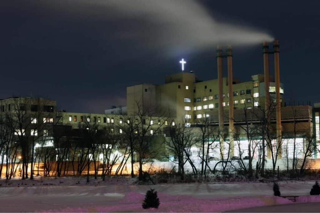 A Winter Night Time View Of St Boniface Hospital In Winnipeg Healthcare Is One Of The Best Reasons To Move To Manitoba
